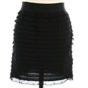 [Lush] Black Tiered Layered Ruffle Mini-Skirt